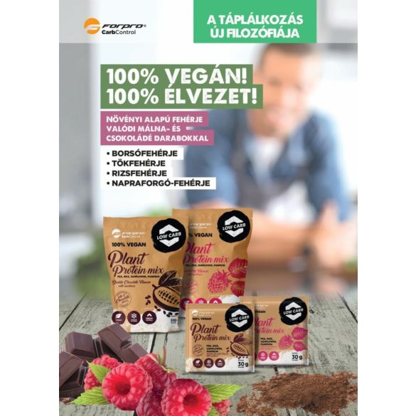 Forpro 100% Vegan Plant Protein Mix 510 g - Double Chocolate  + AJÁNDÉK  Vegetable Chips 50 g 2023.11.22. 5999104001752