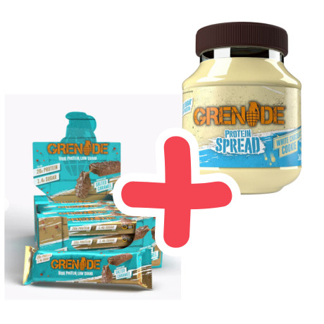 GRENADE High Protein Bar Chocolate Chip Salted Caramel 12X60g + ajándék GRENADE Protein Spread 360g White Chocolate Cookie