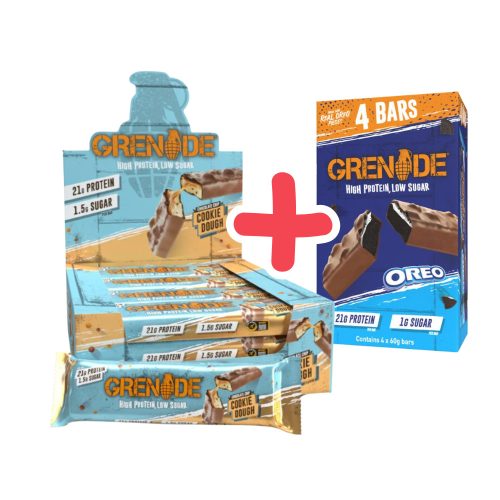 GRENADE High Protein Bar Chocolate Chip Cookie Dough 12x60g + ajándék OREO Pack 4x60 g