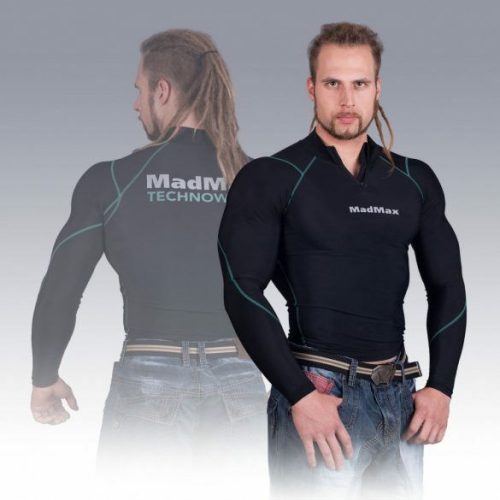 MADMAX Compression Long Sleeve Top with Zip Green Hosszú Ujjú Felső Cipzárral S