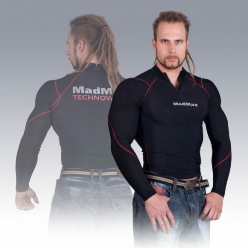 MADMAX Compression Long Sleeve Top with Zip Red Hosszú Ujjú Felső Cipzárral M
