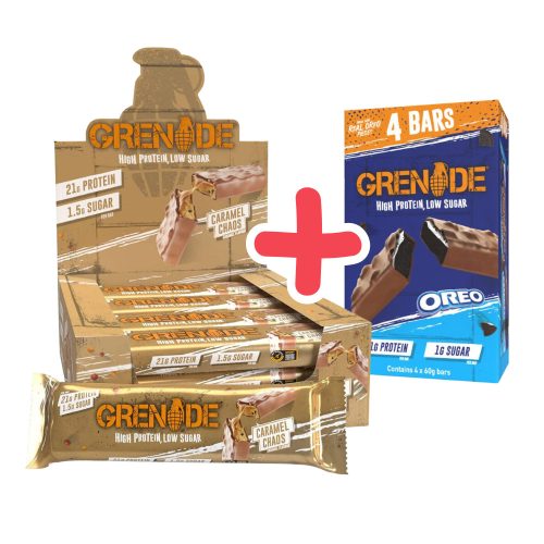 GRENADE High Protein Bar Caramel Chaos 12x60g+ ajándék OREO Pack 4x60 g