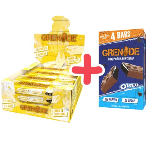 GRENADE High Protein Bar Lemon Cheesecake 12x60g + ajándék OREO Pack 4x60 g