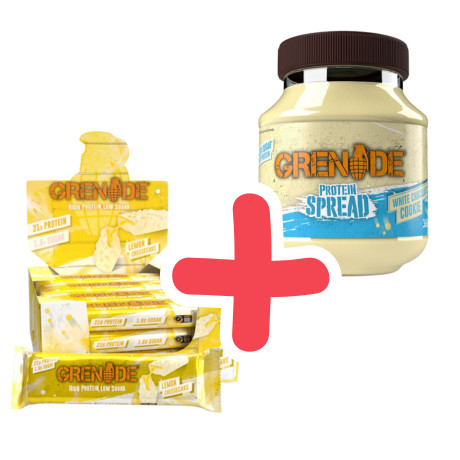 GRENADE High Protein Bar Lemon Cheesecake 12X60g+ ajándék GRENADE Protein Spread 360g White Chocolate Cookie