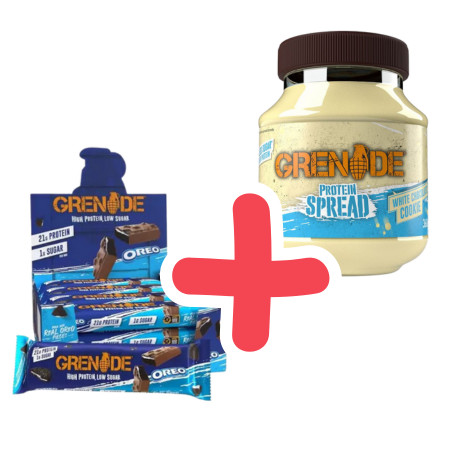 GRENADE High Protein bar Oreo 12x60 g + ajándék GRENADE Protein Spread 360g White Chocolate Cookie