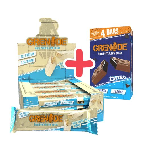 GRENADE High Protein Bar White Chocolate Cookie 12x60g+ ajándék OREO Pack 4x60 g