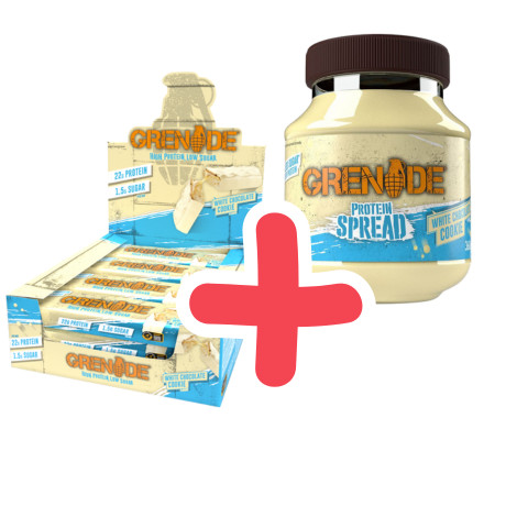 GRENADE High Protein Bar White Chocolate Cookie 12x60g + ajándék GRENADE Protein Spread 360g White Chocolate Cookie