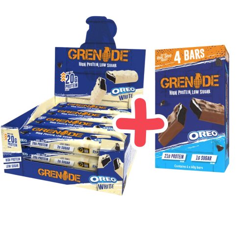 GRENADE High Protein Bar White Oreo 12x60g+ ajándék OREO Pack 4x60 g