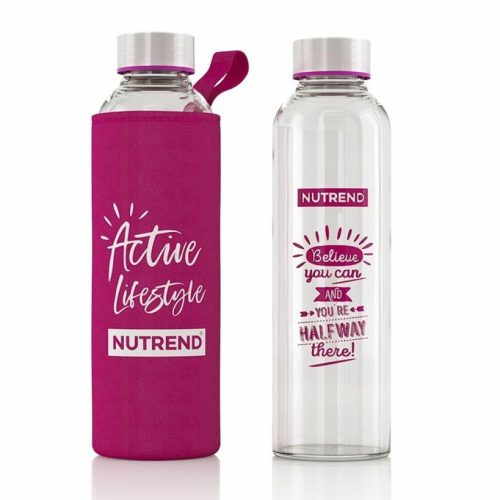 NUTREND Glass Bottle 500ml with Pink Cover (üvegkulacs)