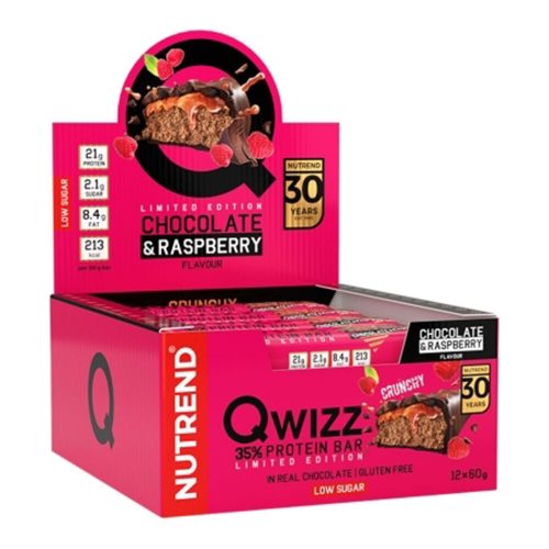 NUTREND QWIZZ Protein Bar 60g Chocolate+Raspberry (24pcs)
